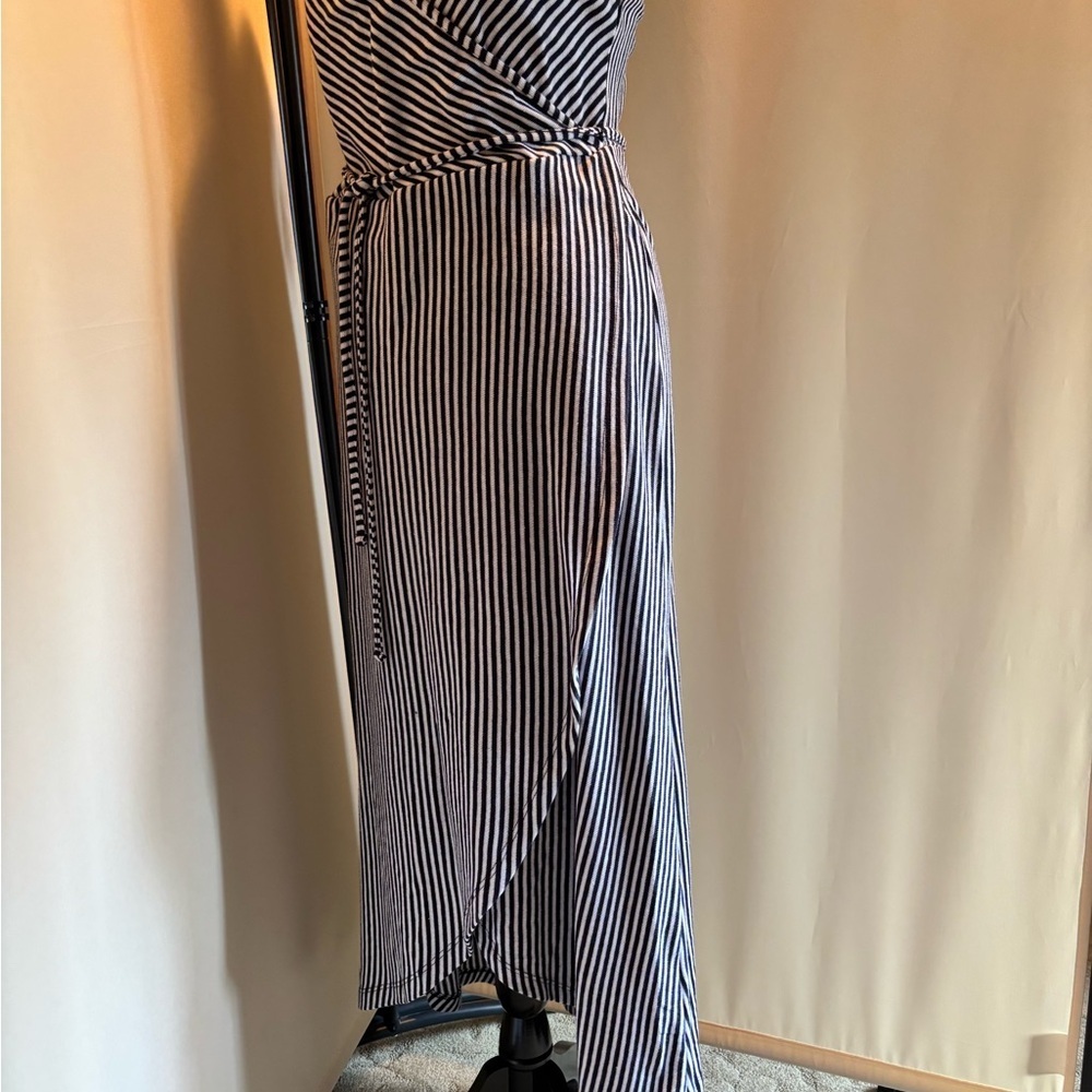 Blue and White Asymmetrical Halter Sundress - Picture 6 of 6